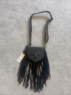 Idyllwind Black Fringe Crossbody with Longhorn Accent